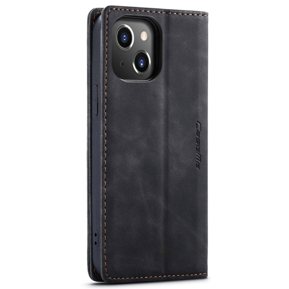CASEME puzdro pre iPhone 14, Leather Wallet Case, čierne