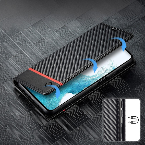 Flipové puzdro pre Samsung Galaxy S25, Carbon LC.IMEEKE, čierne