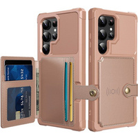 Puzdro pre Samsung Galaxy S23 Ultra Card Holder Kickstand, Card Holder Kickstand, ružové