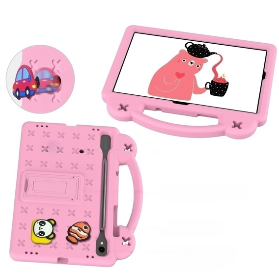 Detské puzdro pre Samsung Galaxy Tab S7/S8/S9, Cute Patterns, so stojanom, ružové