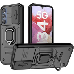 Puzdro pre Samsung Galaxy M34, KickStand Camera Lens, čierne