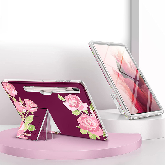Obal na mobil pre Samsung Galaxy Tab S7 FE, Suritch Full Body Marble, bordové
