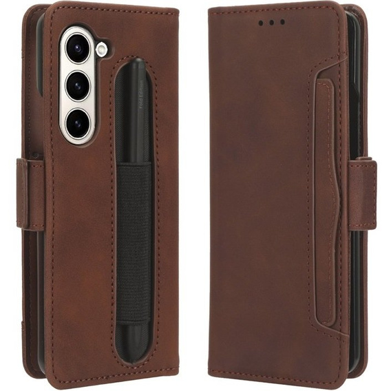 Klapkové puzdro pre Samsung Galaxy Z Fold 5 5G, Card Slot, hnedé