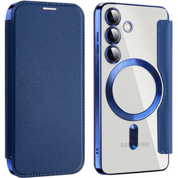 Klapkové puzdro pre Samsung Galaxy S24, RFID Wallet MagSafe CamShield, tmavomodré