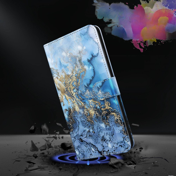 Klapkové puzdro pre Samsung Galaxy A14 4G/5G, Wallet Marble, modré