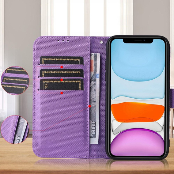 Klapkové puzdro pre Oppo Reno 12 Pro, Wallet Smart Magnet, fialové