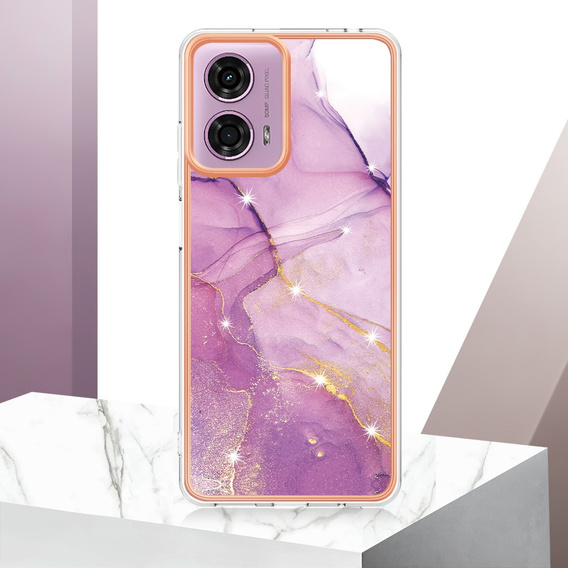 Ochranné puzdro pre Motorola Moto G24 / G24 Power / G04, Marble Slim Case, fialové