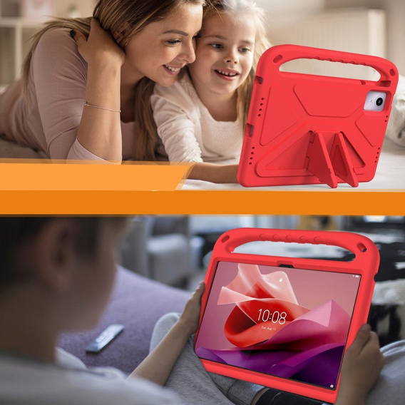Detské puzdro pre Lenovo Tab M11, detské puzdro s rukoväťou, červené