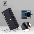 Klapkové puzdro pre iPhone 14 Pro, Wallet Zipper Pocket, čierne