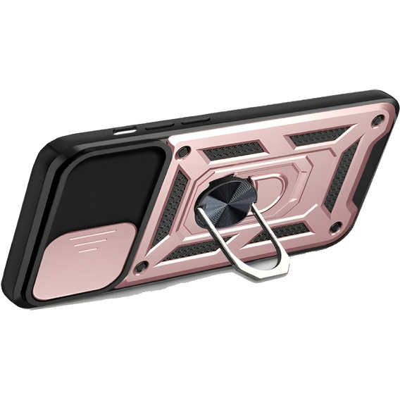Pancierované puzdro pre iPhone 16E, CamShield Slide, ružové + tvrdené sklo 9H