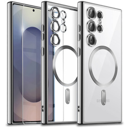 Puzdro pre Samsung Galaxy S25 Ultra, Electro MagSafe, strieborné + sklo na displej