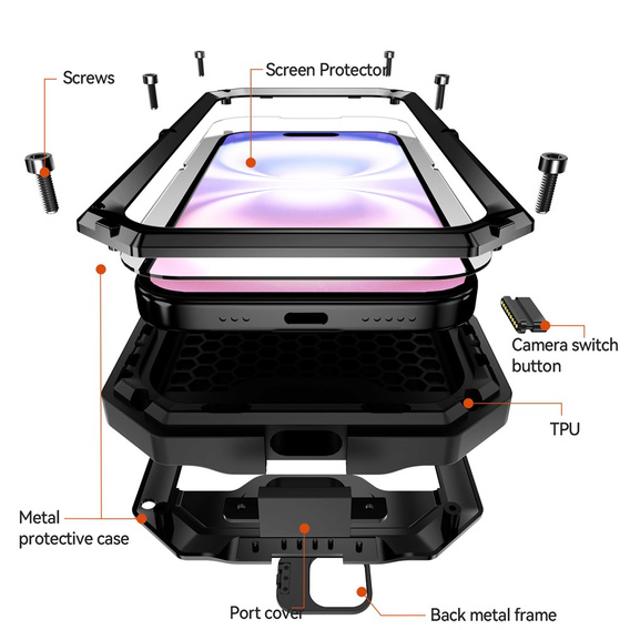 Puzdro R-JUST s ochranným sklom a stojanom pre iPhone 17