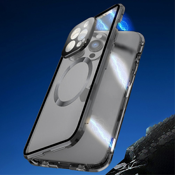 Magnetické puzdro Dual Glass MagSafe pre iPhone 15 Pro Max, čierne