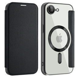 Klapkové puzdro pre iPhone 16E, RFID Wallet MagSafe CamShield, čierne