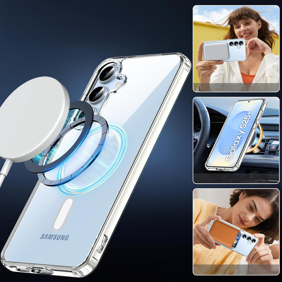 Puzdro pre Samsung Galaxy S25+ Plus, Fusion Hybrid, pre MagSafe, priehľadné + sklo na displej