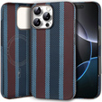 Puzdro pre IPhone 16 Pro, Aramid Fiber Slim Case, pre MagSafe, modrá / červená