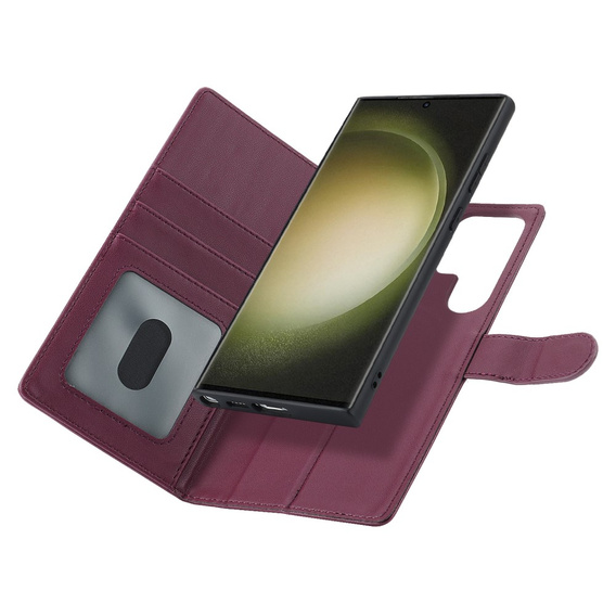 Puzdro s chlopňou pre Samsung Galaxy S23 Ultra, peňaženkové, pre MagSafe, bordové