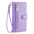 Klapkové puzdro pre iPhone 14 Pro, Wallet Zipper Pocket, fialové