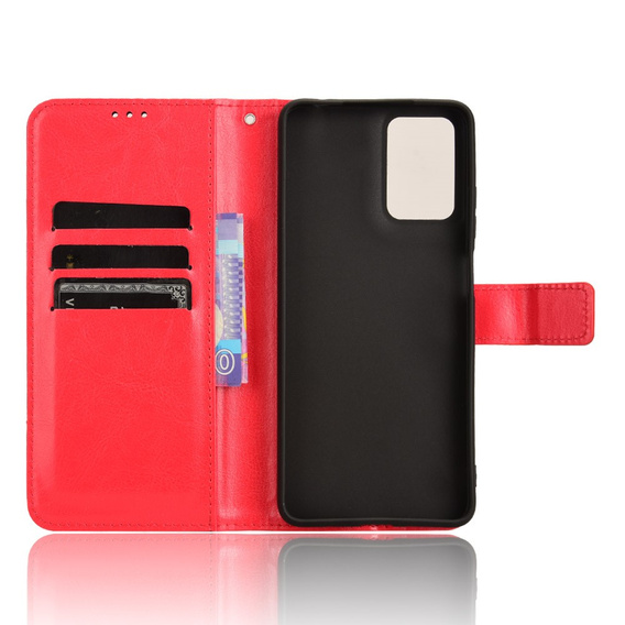 Klapkové puzdro pre Motorola Moto E14, Crazy Horse Wallet, červené