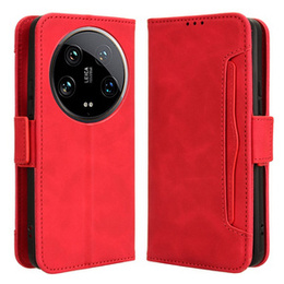 Klapkové puzdro pre Xiaomi 14 Ultra, Card Slot, červené