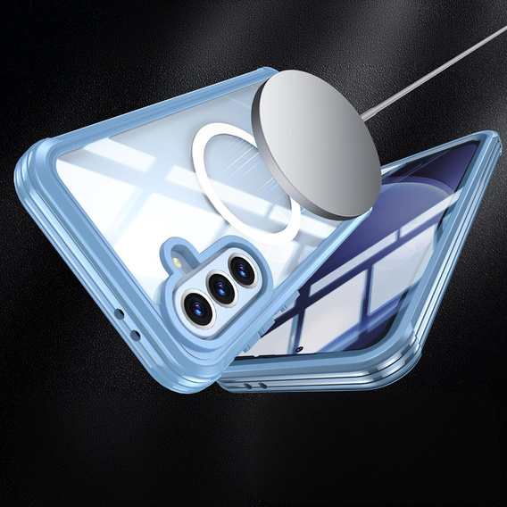 Puzdro pre Samsung Galaxy A36 / Samsung Galaxy A56, Shockproof, so sklom, pre MagSafe, modré