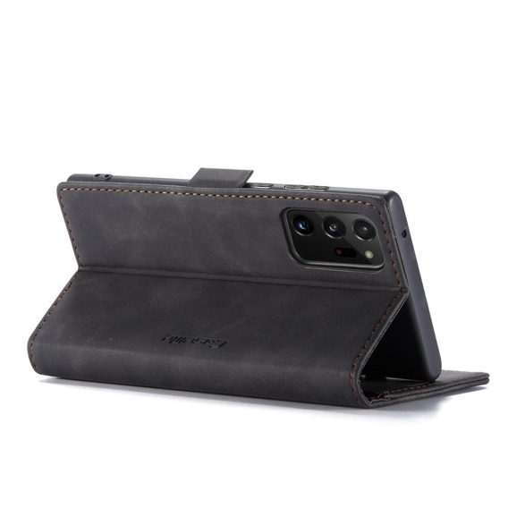 CASEME puzdro pre Samsung Galaxy Note 20 Ultra, Leather Wallet Case, čierne