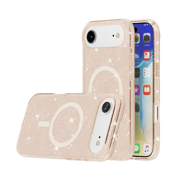 Puzdro pre iPhone Air, pre MagSafe, trblietavé, priesvitné zlaté