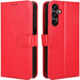 Klapkové puzdro pre Samsung Galaxy M55 5G, Crazy Horse Wallet, červené
