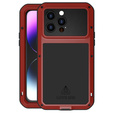 Love Mei Obal na mobil pre iPhone 14 Pro Max, armored with glass, červené