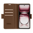 Puzdro pre Oppo Reno 12, ERBORD Glossy Litchi, flipová peňaženka, hnedé