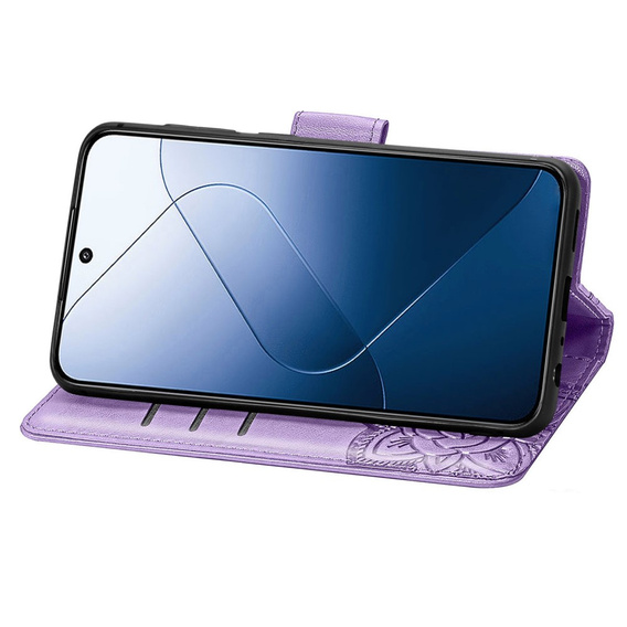 Klapkové puzdro pre Xiaomi 14T Pro, Butterfly, fialové