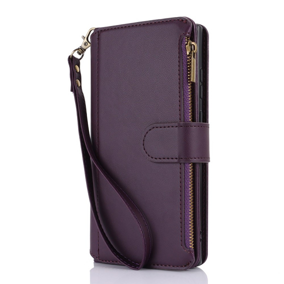 Klapkové puzdro pre Samsung Galaxy S24 Ultra, Wallet Zipper Pocket RFID, s popruhom cez rameno, čierne