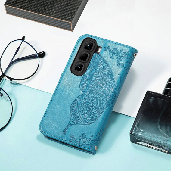 Klapkové puzdro pre Infinix Hot 50 4G, Butterfly, modré