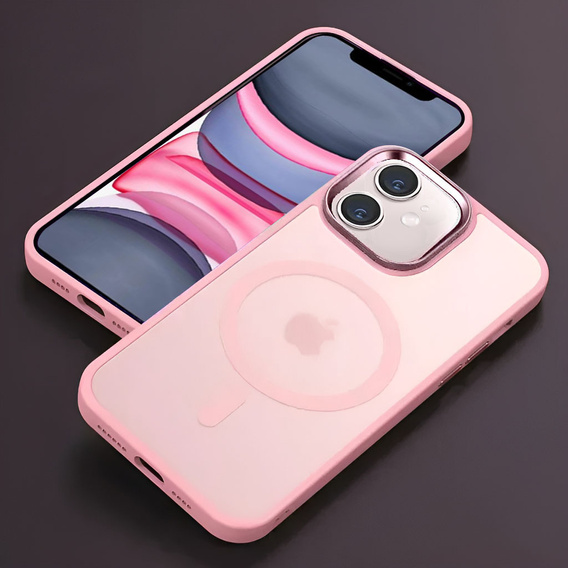 Puzdro pre iPhone 11, pre MagSafe, ERBORD Matt Case, ružový + sklo na displej