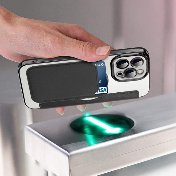 Klapkové puzdro pre iPhone 12 Pro, RFID Wallet MagSafe CamShield, čierne
