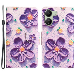 Klapkové puzdro pre Xiaomi Redmi 13C / Poco C65, Wallet, Painted Flowers, fialový