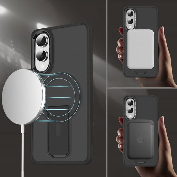 Puzdro pre Samsung Galaxy S25 Edge, Kickstand Matt Case, pre MagSafe, čierne