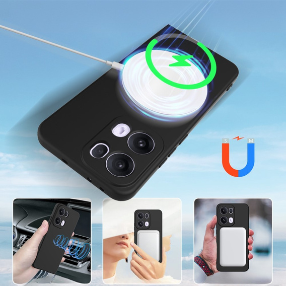 Obal na mobil pre Oppo Reno13 Pro 5G, Silicone MagSafe, čierne