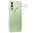 Puzdro pre Samsung Galaxy A25, silikónové s trblietkami, priehľadné + 9H sklo