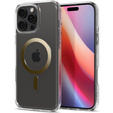 Puzdro MagSafe Spigen pre iPhone 16 Pro Max, Ultra Hybrid, priehľadné / zlaté + tvrdené sklo 9H