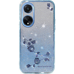 Puzdro pre Oppo A78 4G, Glitter Flower, modré