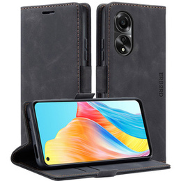 Puzdro pre Oppo A78 4G, ERBORD Vintage, peňaženka s chlopňou, čierne