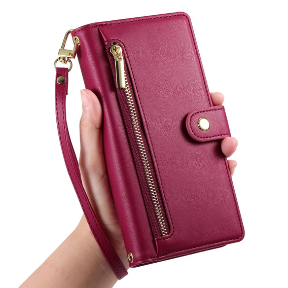 Klapkové puzdro pre Xiaomi 14T Pro, Wallet Zipper Pocket, červené