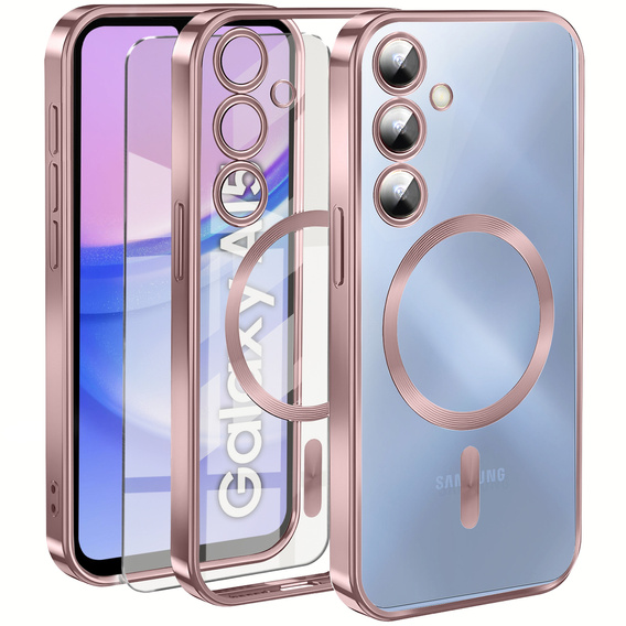 Puzdro pre Samsung Galaxy A15 4G/5G, Electro MagSafe, ružové + sklo na displej