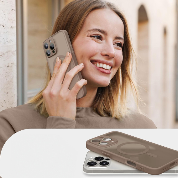 Puzdro pre iPhone 16 Pro, pre MagSafe, ERBORD Matt Case, desert titanium + sklo na displej