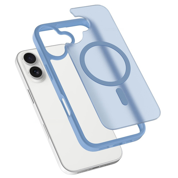 Matné puzdro pre iPhone 17, pre MagSafe, priesvitné modré