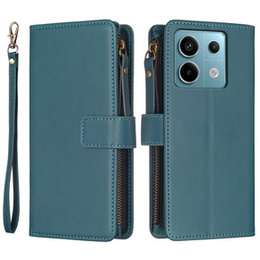 Klapkové puzdro pre Xiaomi Redmi Note 13 Pro 4G / Xiaomi Redmi Note 14S / Xiaomi Poco M6 Pro 4G, Wallet Zipper Pocket, zelený