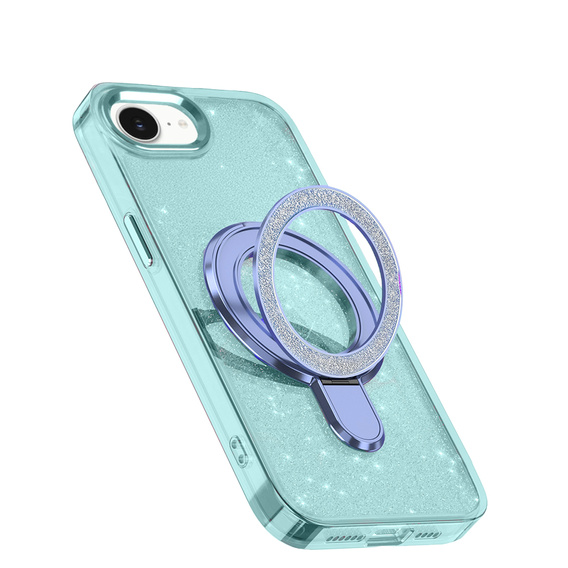 Puzdro iPhone 16e, Glittery Magnetic Kickstand, modré