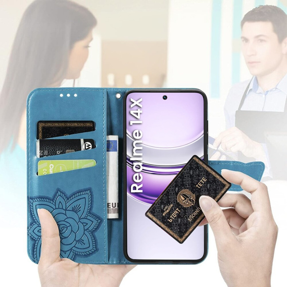 Klapkové puzdro pre Realme 14X / Realme C75, Butterfly, modré