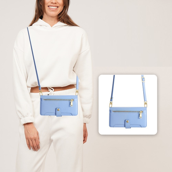 Klapkové puzdro pre iPhone 14 Pro Max, Wallet Zipper Pocket, modré
